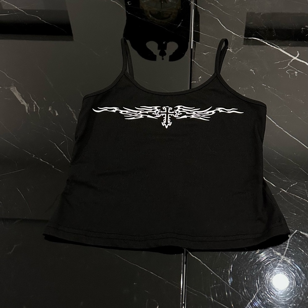Black Graphic Tank Top